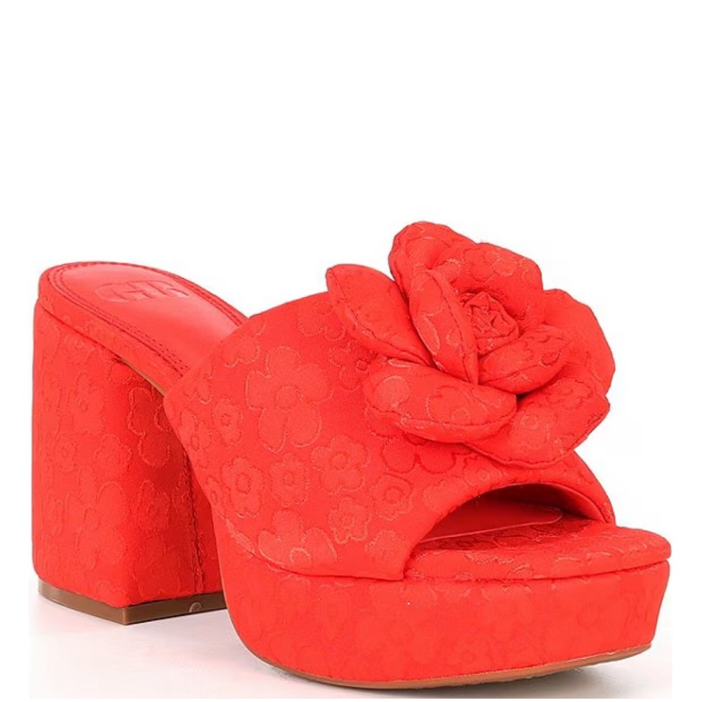 Women's Red Floral Platform Sandals